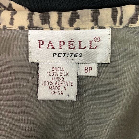 Adrianna Papell Silk Animal Print Blouse - Womens 8P - Picture 6 of 6